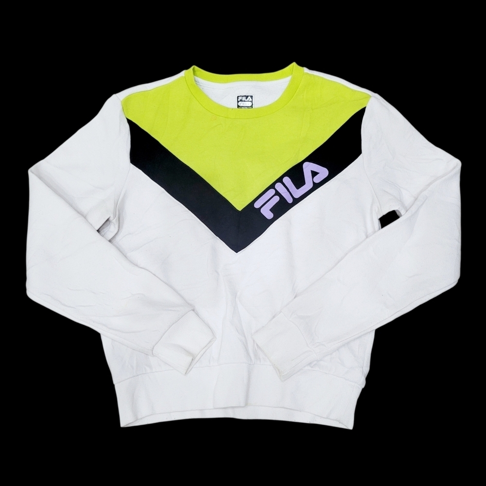 Fila Green & White Crewneck Sweatshirt Top Size: M